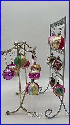 14x mismatched colours Christmas tree glass ornaments Indented Ornaments