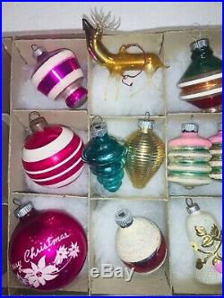 15 Shiny Brite, West Germany, Poland, Vintage Christmas Ornaments Mica Stencil