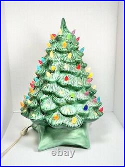 15 Vintage Ceramic Lighted Christmas Tree HCM Star Base Green Holiday Decor