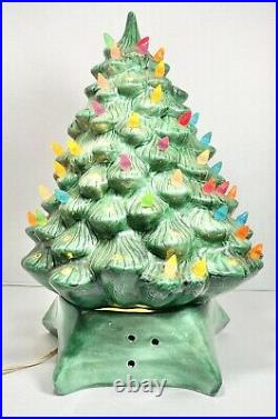 15 Vintage Ceramic Lighted Christmas Tree HCM Star Base Green Holiday Decor