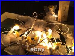 15 Vintage Christmas Tree PINK Tulle Chenille Angels Lights in Box