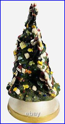 16 Ceramic lighted penguin Christmas tree. Clay Magic VTG READ