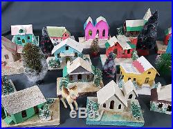 16 Vintage Mica Christmas Putz Houses Trees Reindeer Japan Shiny Brite USA