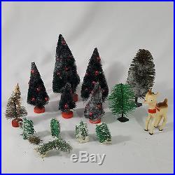 16 Vintage Mica Christmas Putz Houses Trees Reindeer Japan Shiny Brite USA