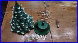 18 Inch Tall Vintage Ceramic Christmas Tree with base, bulb, lights