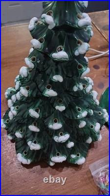 18 Inch Tall Vintage Ceramic Christmas Tree with base, bulb, lights