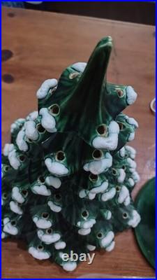 18 Inch Tall Vintage Ceramic Christmas Tree with base, bulb, lights