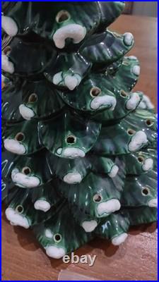 18 Inch Tall Vintage Ceramic Christmas Tree with base, bulb, lights