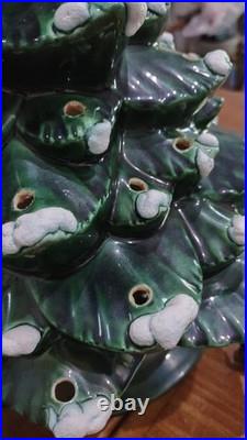 18 Inch Tall Vintage Ceramic Christmas Tree with base, bulb, lights