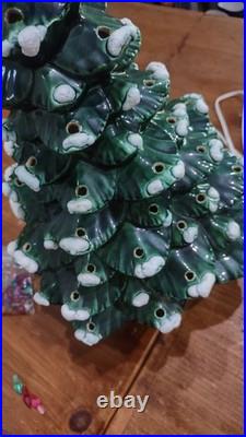 18 Inch Tall Vintage Ceramic Christmas Tree with base, bulb, lights