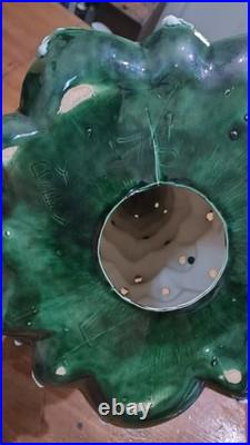 18 Inch Tall Vintage Ceramic Christmas Tree with base, bulb, lights