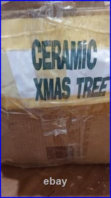 18 Inch Tall Vintage Ceramic Christmas Tree with base, bulb, lights