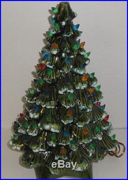 18'' LARGE VINTAGE CERAMIC CHRISTMAS TREE with STAND & BULBS Holland Mold 15'