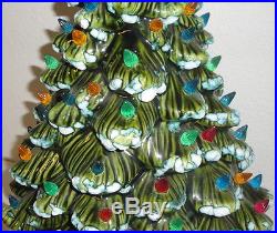 18'' LARGE VINTAGE CERAMIC CHRISTMAS TREE with STAND & BULBS Holland Mold 15'
