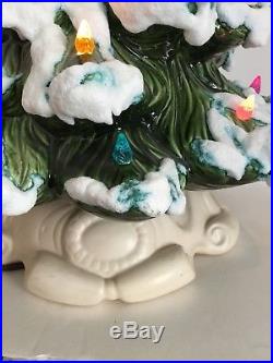 18 Vintage Large Ceramic Christmas Tree Snow Capped Tips White Base