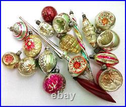 18 Vintage Ukrainian Glass Christmas Ussr Ornaments Fir Tree Decorations Old Set