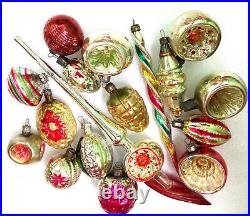 18 Vintage Ukrainian Glass Christmas Ussr Ornaments Fir Tree Decorations Old Set