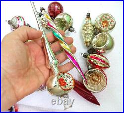 18 Vintage Ukrainian Glass Christmas Ussr Ornaments Fir Tree Decorations Old Set