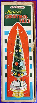 19 Vintage 1950s Musical Christmas Tree Bottle Brush Sisal Snow Balls Working