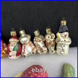19 Vintage Hand Blown CHRISTBORN GLASS ORNAMENTS GERMANY food figures balls