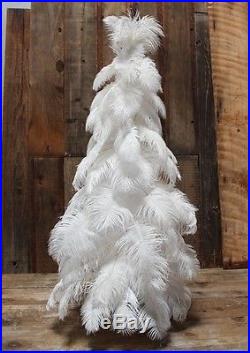1920's Style Vintage Ostrich Feather Christmas Tree 4' Real Fluffy White Ostrich