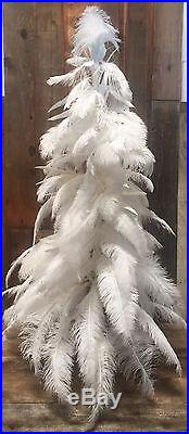 1920's Style Vintage Real Mixed Feather Christmas Tree White Ostrich & Duck