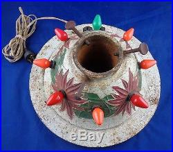 1920s Vtg Cast Iron Lighted Christmas Tree Stand Outlets Train Ornament Working