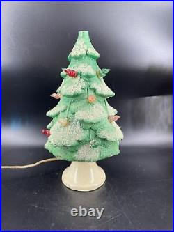 1930's Glolite PAPER MACHE LIGHTED Vintage CHRISTMAS TREE Chalkware (ASIS)