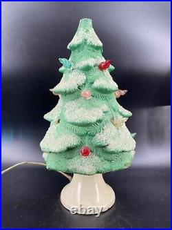 1930's Glolite PAPER MACHE LIGHTED Vintage CHRISTMAS TREE Chalkware (ASIS)
