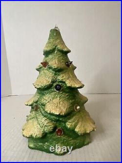1930s HTF RARE Glolite PAPER MACHE LIGHTED Vintage CHRISTMAS TREE Chalkware Base