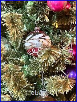 1940s GLOLITE TABLETOP CHRISTMAS TREE WITH VINTAGE ORNAMENTS