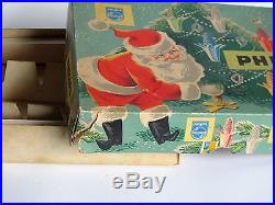 1950 Vintage Working 220V Philips Christmas Tree Lights Original Santa Claus Box