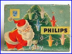 1950 Vintage Working 220V Philips Christmas Tree Lights Original Santa Claus Box