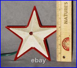 1950's Christmas Tree Topper METAL WHITE STAR Vintage Glowing Red Light Ornament