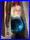 1950's Vintage Western Germany Santa Christmas Tree Topper Blue Blown Glass 14