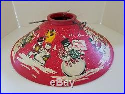 1950s Red Vintage Coloramic Christmas Tree Stand Mr & Mrs Snowman Vivid Colors