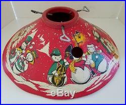 1950s Red Vintage Coloramic Christmas Tree Stand Mr & Mrs Snowman Vivid Colors