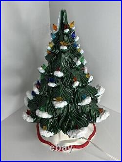 1970's Atlantic Mold 16.5 CERAMIC CHRISTMAS TREE on Scioto Stand Snow Flock