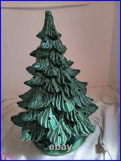 1970s Vintage Mold Ceramic Light Up Christmas Tree 14 Tall With Base