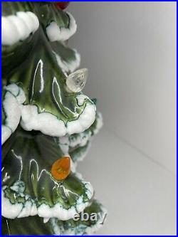 1974 ATLANTIC MOLD Ceramic Lighted Christmas Tree & Base 16 Working Condition