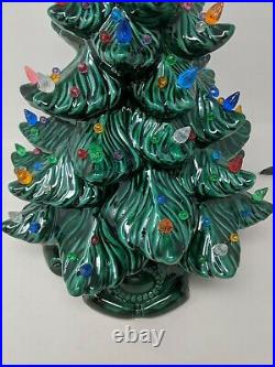 1974 Atlantic Mold 17 Lighted Ceramic Christmas Tree Scroll Base VTG 1970s 70s