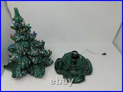 1974 Atlantic Mold 17 Lighted Ceramic Christmas Tree Scroll Base VTG 1970s 70s