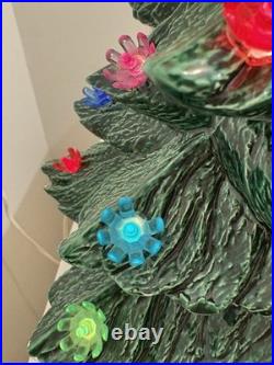 1975 Vintage Ceramic Christmas Tree Lighted with Base 16.5 Inches Tall