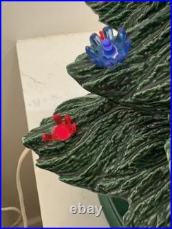 1975 Vintage Ceramic Christmas Tree Lighted with Base 16.5 Inches Tall