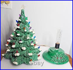 1978 Vtg Nowell's Mold 17 Lighted Ceramic Christmas Tree with Snow Holly Base
