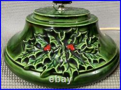 1982 Vintage 2 Piece 16 Ceramic Lighted Christmas Tree Green with Holly Base Nice