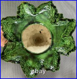 1982 Vintage 2 Piece 16 Ceramic Lighted Christmas Tree Green with Holly Base Nice