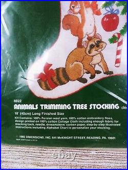 1982 Vtg Animals Trimming Tree Christmas Stocking Crewel Needlepoint SEALED NEW