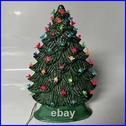 1986 Ceramic Lighted Christmas Tree With Base And Bulb 14 Vintage DHM
