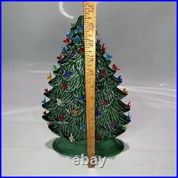 1986 Ceramic Lighted Christmas Tree With Base And Bulb 14 Vintage DHM